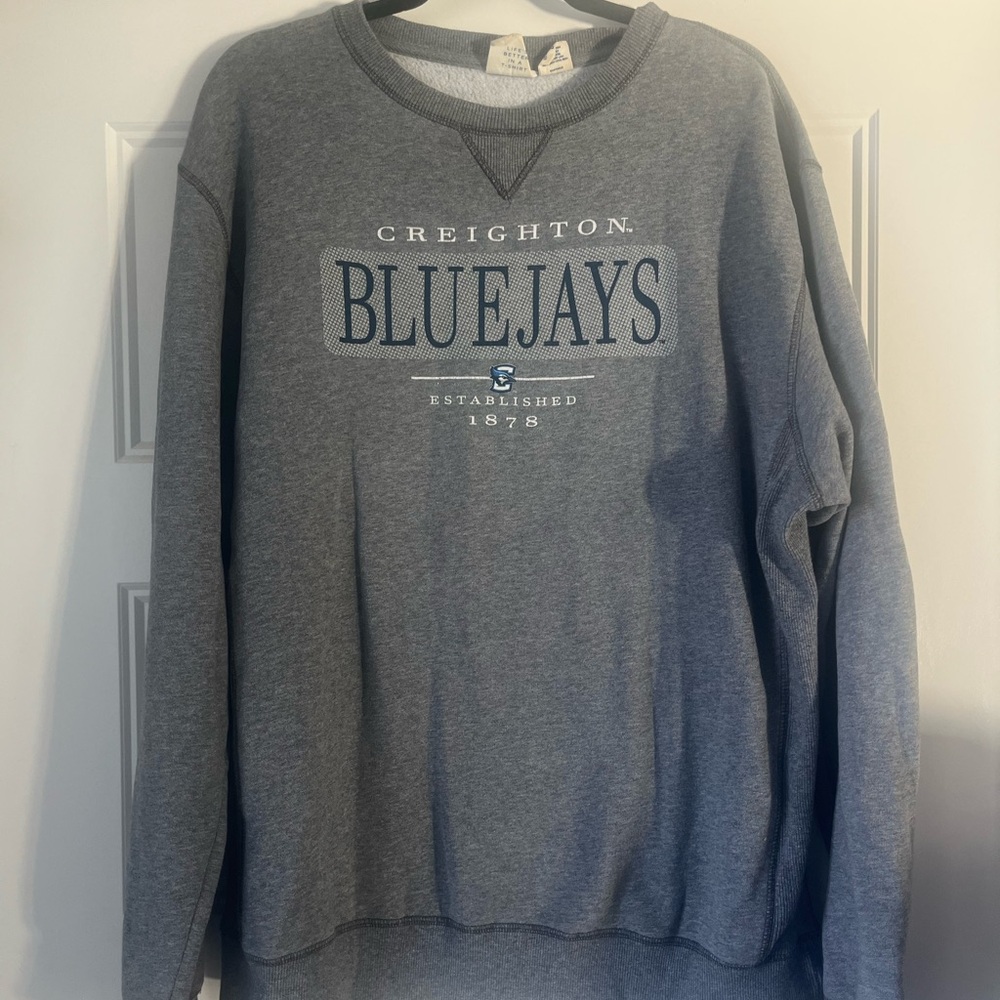 Blue 84 Gray Creighton Bluejays Crewneck Sweater
